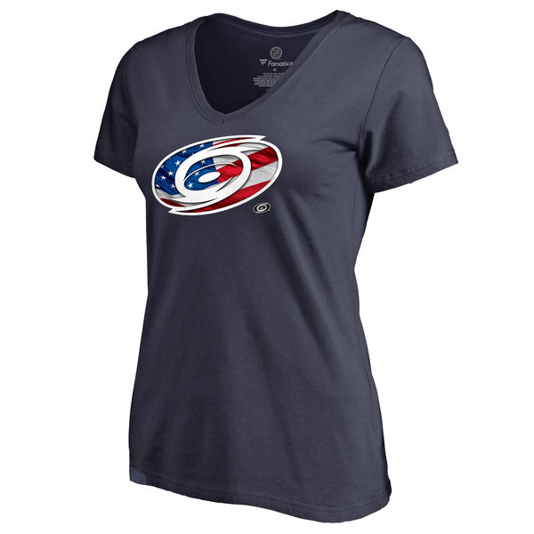 2020 NHL Women Carolina Hurricanes Navy Banner Wave Slim Fit TSh->nhl t-shirts->Sports Accessory
